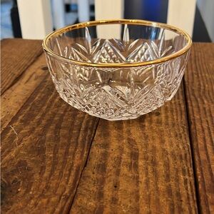 Vintage Crystal Bowl with Gold Rim